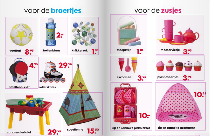Volgens de Hema houden alleen jongens van skaten en alleen meisjes van eten.